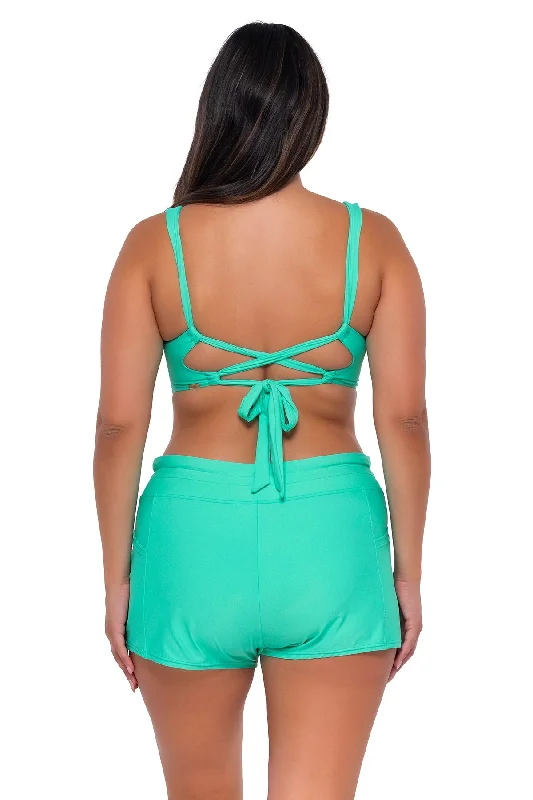 Sunsets Escape Mint Laguna Swim Short Elegant Ruffle Swimsuit