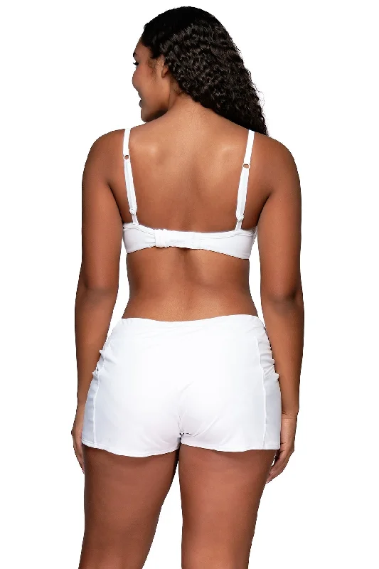 Sunsets Escape White Lily Laguna Swim Short Button-Front Swimsuit