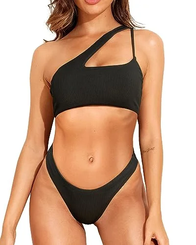 Two Piece One Shoulder Swimsuit Cutout Bikini Sets Chic Bikini Set