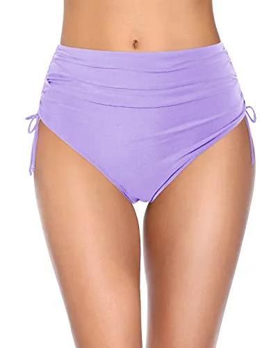 Women's High Waisted Bikini Bottoms Full Coverage Tummy Control Swimwear Push-Up Swimsuit Top