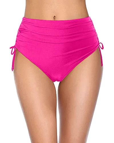 Women's High Waisted Full Coverage Swim Bottom Bikini Bottoms-Neon Pink Elegant Swim Dress