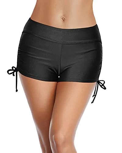 Lightweight Breathable Boyshort Swimsuits For Women-Black Swimsuit with Skirt