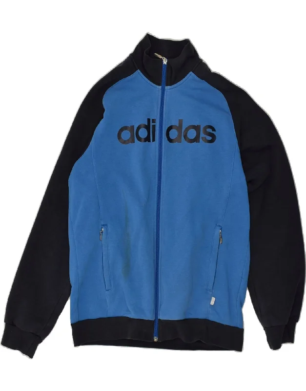 ADIDAS Womens Graphic Tracksuit Top Jacket UK 14 Medium Blue Cotton Herringbone Jacket Checkered Jacket Solid Jacket