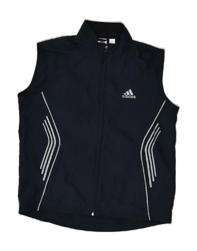 ADIDAS Womens Sleeveless Tracksuit Top Jacket UK 12 Medium Navy Blue Mesh Jacket Canvas Jacket Denim Jacket