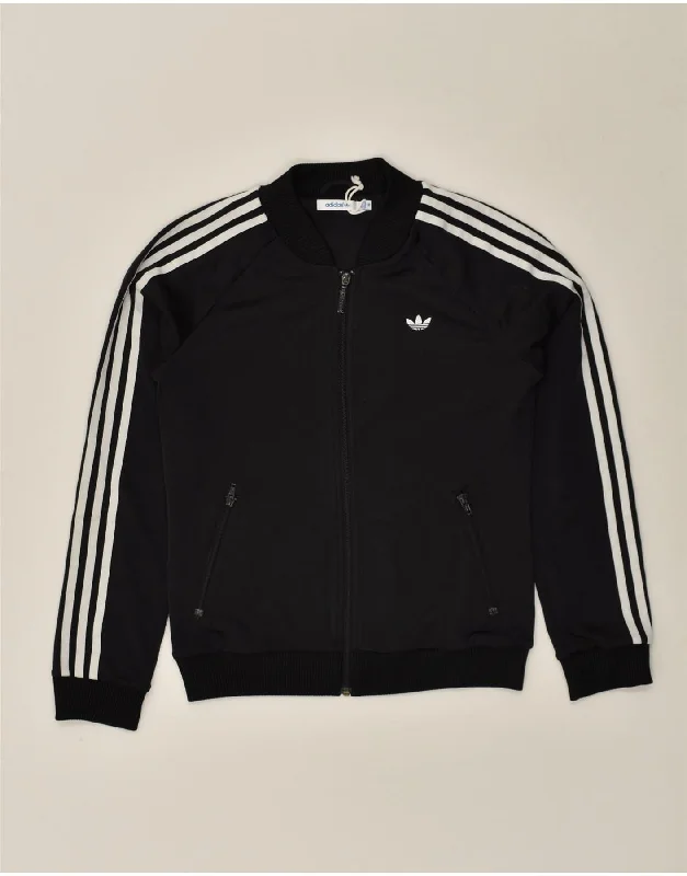 ADIDAS Womens Tracksuit Top Jacket EU 40 Medium Black Polyamide Fitted Jacket Loose Jacket Oversized Jacket