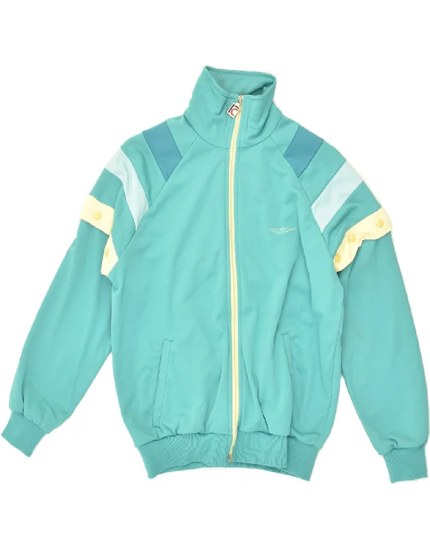 CAMPAGNOLO Womens Tracksuit Top Jacket IT 44 Medium Turquoise Polyamide Collared Jacket Crew Neck Jacket Turtle Neck Jacket