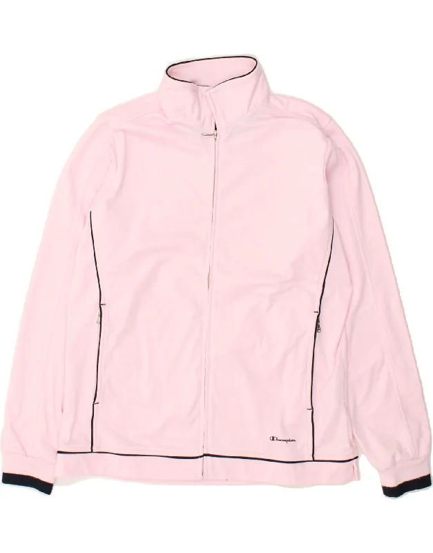 CHAMPION Womens Easy Fit Tracksuit Top Jacket UK 16 Large Pink Anorak Shell Jacket Lightweight Jacket