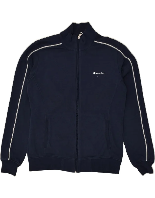 CHAMPION Womens Heritage Fit Tracksuit Top Jacket UK 16 Large Navy Blue Elasticated Jacket Padded Jacket Insulated Jacket