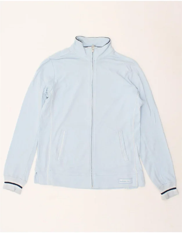 CHAMPION Womens Tracksuit Top Jacket UK 10 Small Blue Cotton Front Pockets Side Pockets Patch Pockets