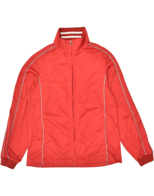 CHAMPION Womens Tracksuit Top Jacket UK 14 Medium Red Polyester Tiered Jacket Buttoned Jacket Zippered Jacket