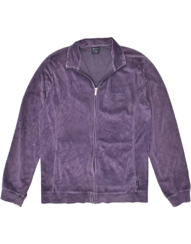 CHAMPION Womens Tracksuit Top Jacket UK 20 2XL Purple Polyester Snapped Jacket Toggled Jacket Drawstring Jacket