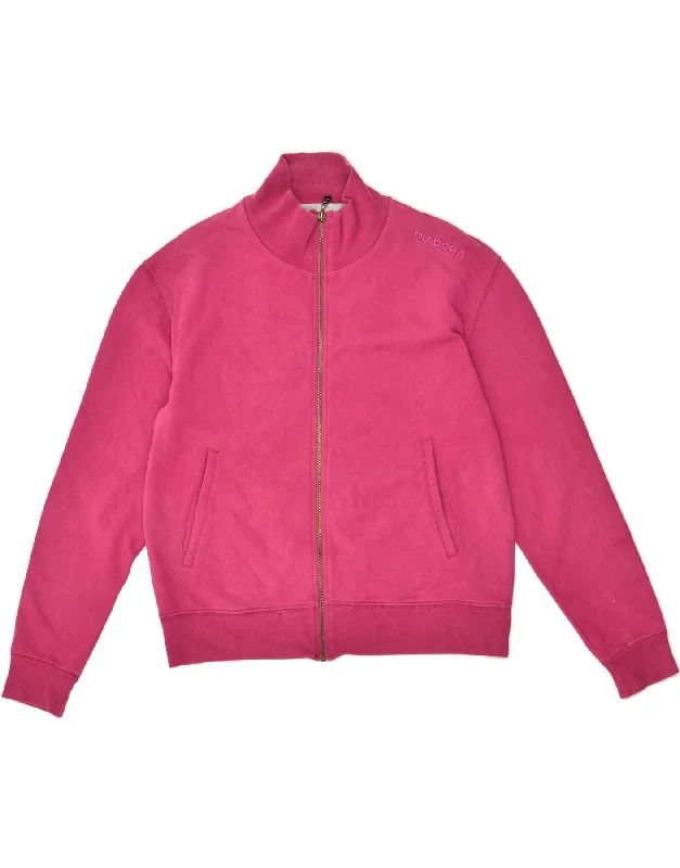 DIADORA Womens Tracksuit Top Jacket UK 16 Large Pink Faux Fur Jacket Real Fur Jacket Shearling Jacket