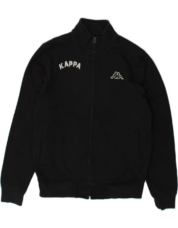 KAPPA Womens Tracksuit Top Jacket UK 14 Medium Black Cotton Boat Neck Shawl Collar Notched Collar