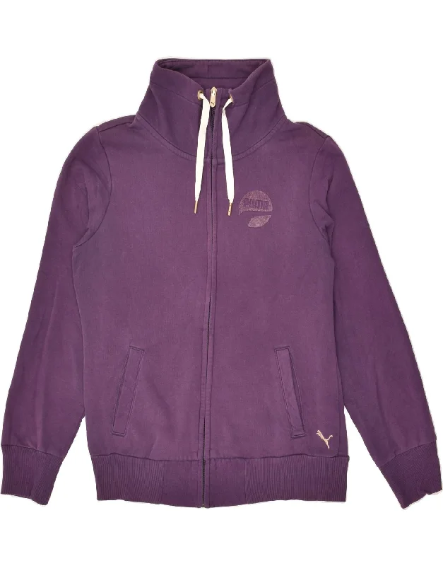 PUMA Womens Tracksuit Top Jacket UK 12 Medium Purple Cotton Insulated Jacket Fitted Jacket Loose Jacket