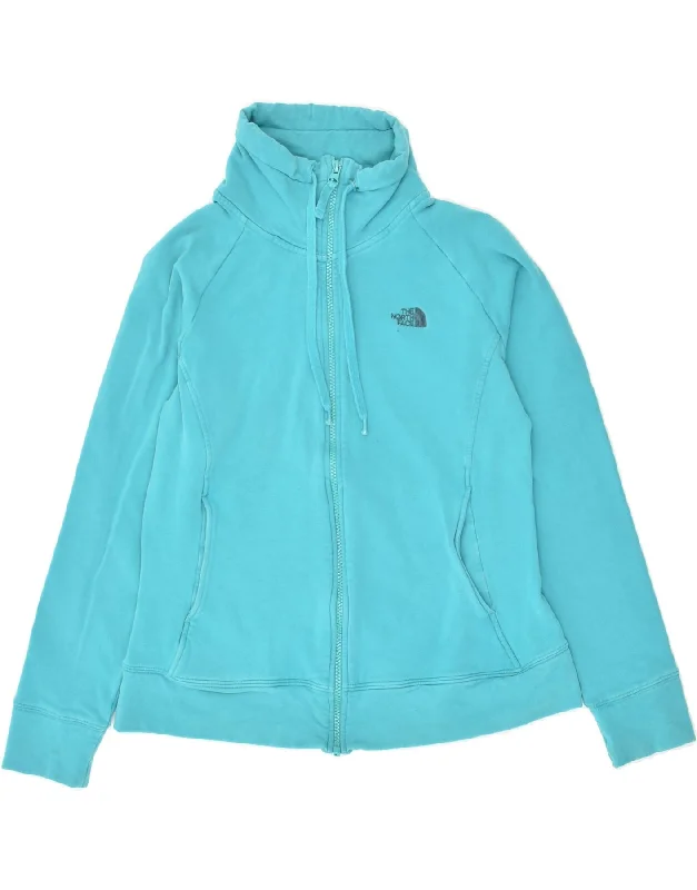 THE NORTH FACE Womens Tracksuit Top Jacket UK 14 Large Blue Cotton Zip Front Button Front Snap Front