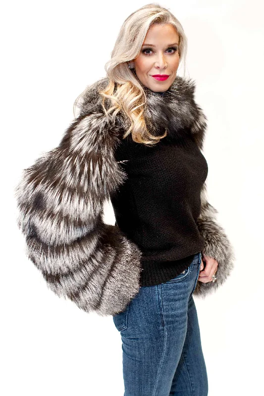 Just the Sleeves Full Skin Fox Fur Bolero Jacket Belted Jacket Elasticated Jacket Padded Jacket