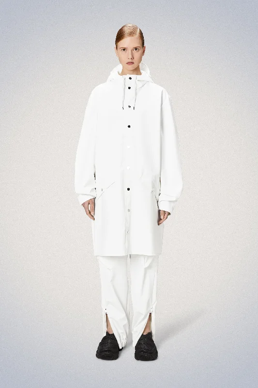 Long Jacket - Powder A-Line Jacket Boat Neck Shawl Collar