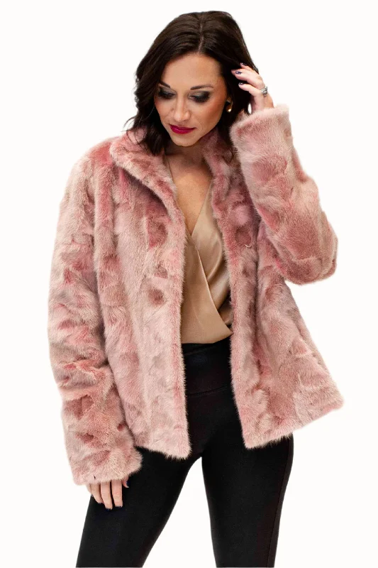 Mink Fur Jacket with Straight Sleeves One-Shoulder Jacket Off-the-Shoulder Jacket Asymmetrical Jacket