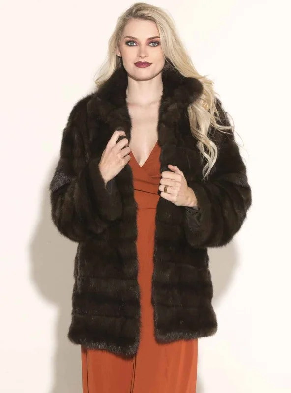 Sable Fur Jacket with Horizontal Pattern Faux Fur Jacket Real Fur Jacket Shearling Jacket