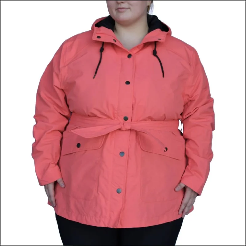 Snow Country Outerwear Women’s Rain Jacket  1X-6X Plus Size Short Trench Coat Manchester Snapped Jacket Toggled Jacket Drawstring Jacket