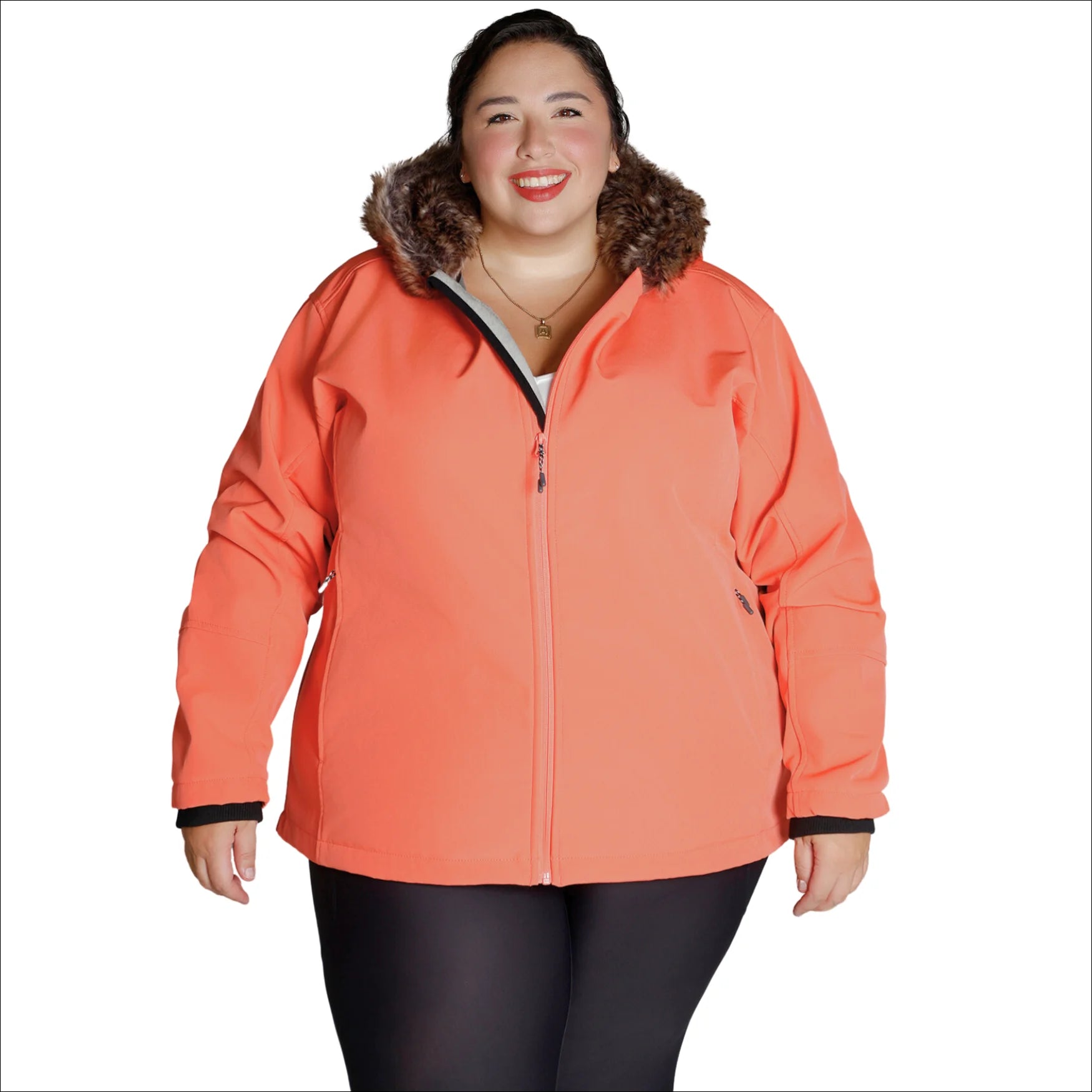 Women’s Plus Size Alta Faux Fur 1X-6X  Soft Shell Jacket Insulated Jacket Fitted Jacket Loose Jacket