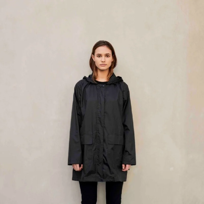 Women’s Packable Hooded 3/4 Rain Jacket, Black, PAQME Mesh Jacket Canvas Jacket Denim Jacket