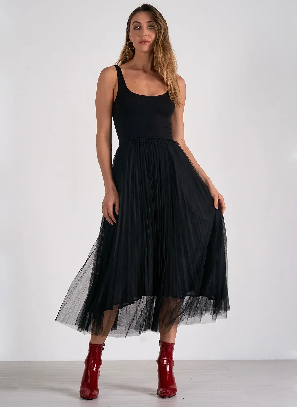 Elan - Maxi Tulle Skirt - Black denim skirt trendy