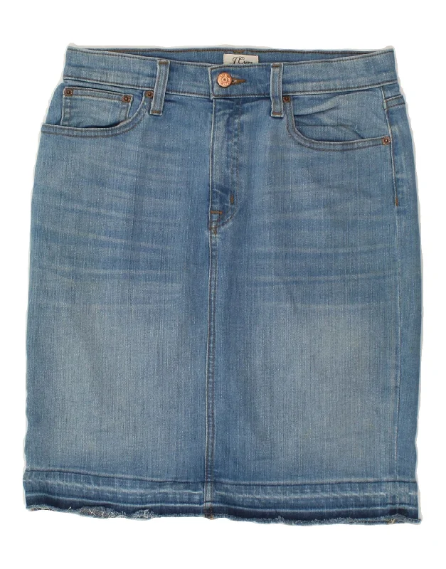 J. CREW Womens Denim Skirt W27 Small Blue Cotton tiered skirt playful