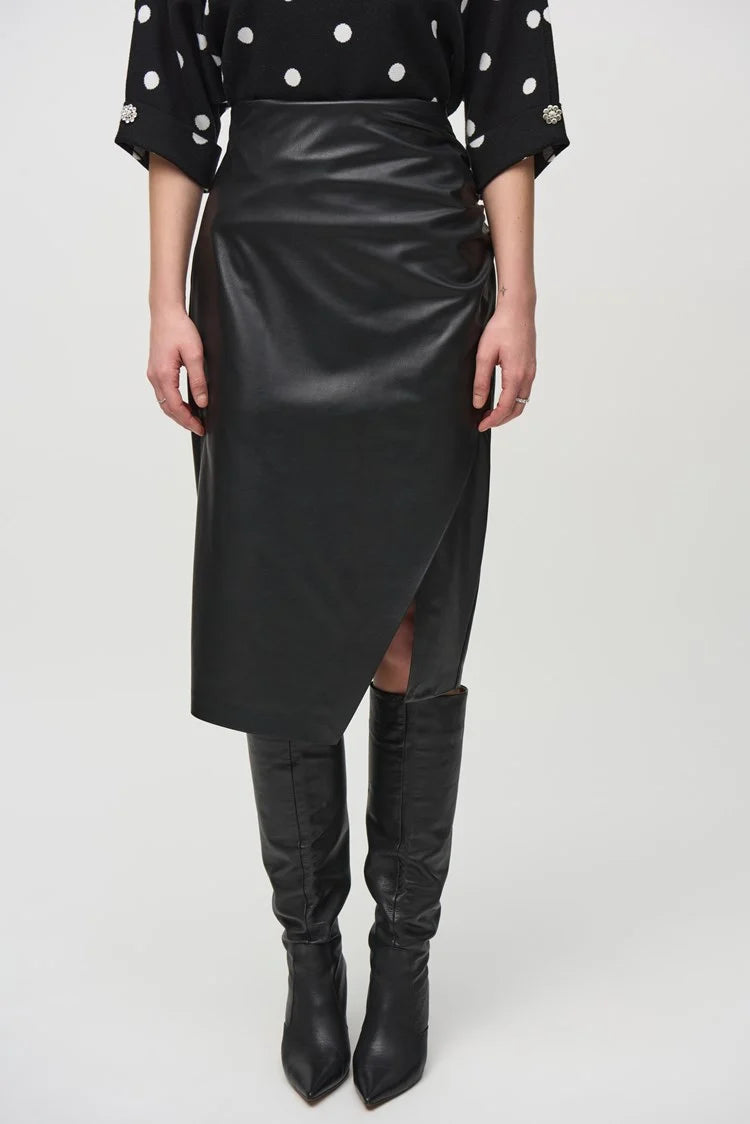 Leatherette Pull-On Pencil Skirt - Black corduroy skirt durable