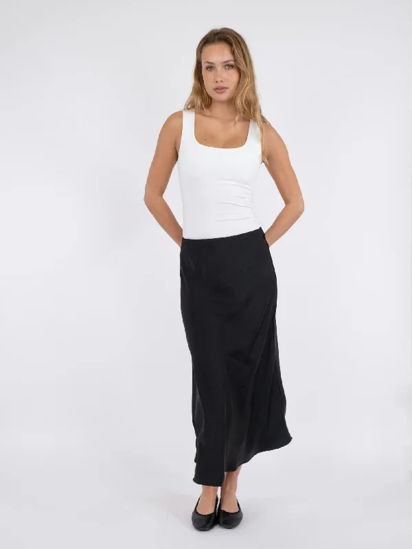 NEO NOIR BOVARY SKIRT - BLACK linen skirt natural