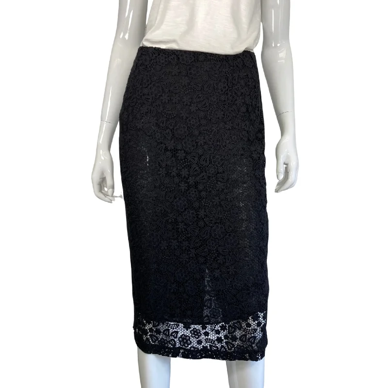 Red Valentino Elegant Black Lace Mini Skirt denim skirt fashionable