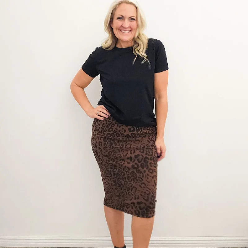 Savanah Leopard Pencil Skirt linen skirt natural