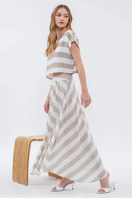 Stripe Handkerchief Midi Skirt vintage skirt charm