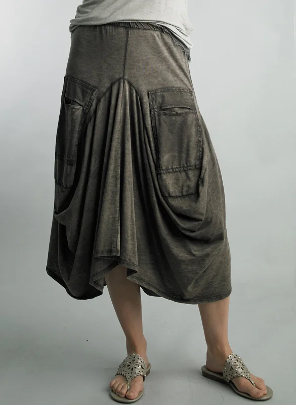 Tempo Paris - Cotton Skirt - Fango silk skirt sleek