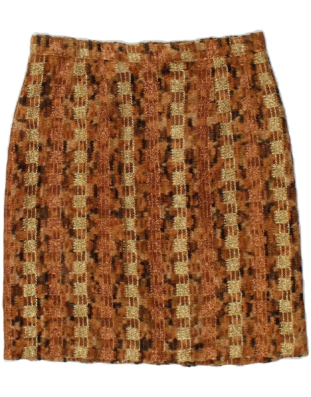 VINTAGE Womens Abstract Pattern Pencil Skirt W30 Medium Brown corduroy skirt durable