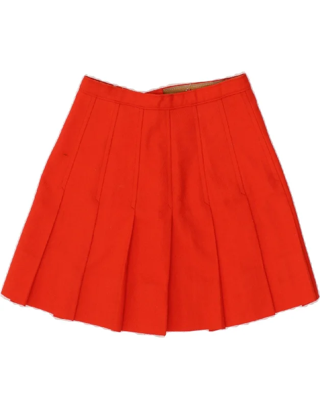 VINTAGE Womens Knife Pleated Skirt W24 XS Orange high waist skirt