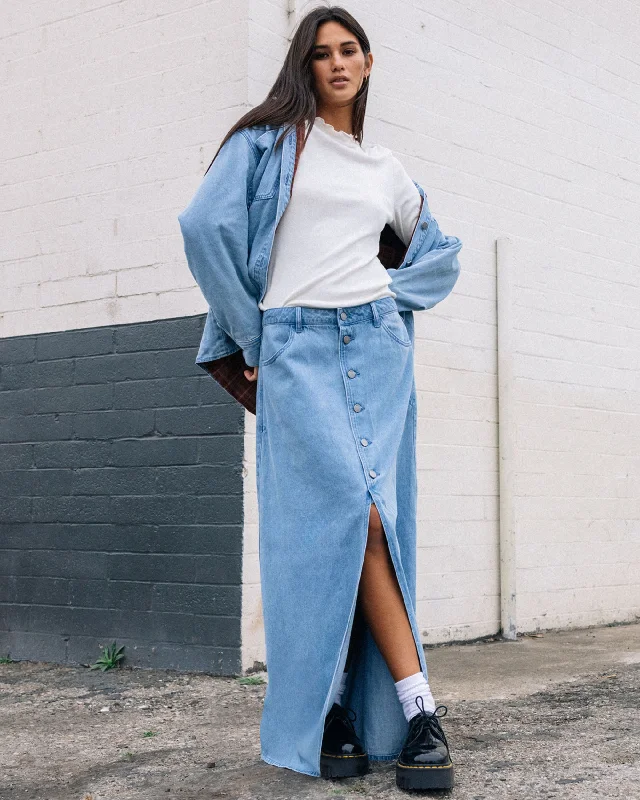 Chill Trap Skirt - China Blue zip skirt side