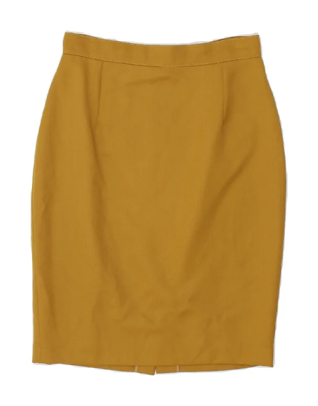 FIGURE Womens Pencil Skirt IT 42 Medium W28 Yellow Wool slim fit skirt