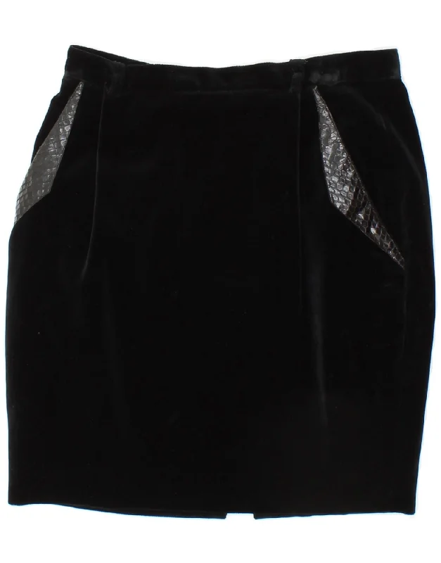 FIORELLA RUBINO Womens Velvet Pencil Skirt W26 Small Black leather skirt sleek