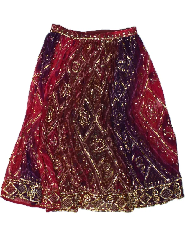 I BLUES Womens Sequin A-Line Skirt IT 42 Medium W28  Multicoloured Striped lace skirt elegant