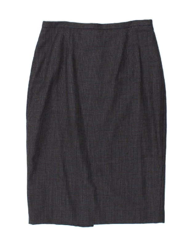 L.K. BENNETT Womens Pencil Skirt UK 14 Large W32 Navy Blue Check Wool velvet skirt luxurious