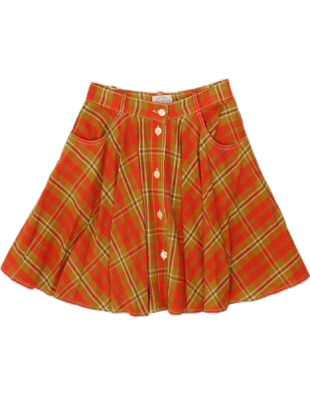 NEW PENNY Womens A-Line Skirt UK 10 Small W26  Red Plaid Cotton linen skirt natural