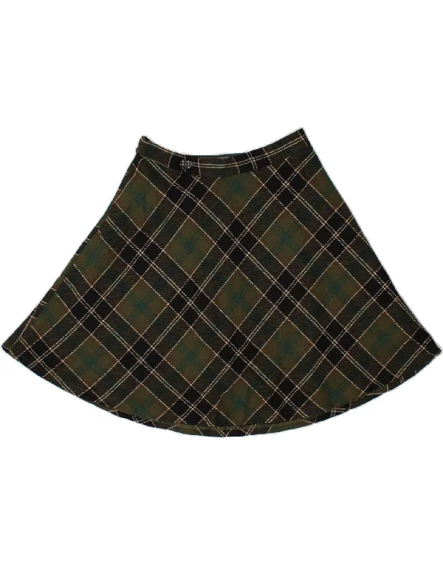 RIFLE Womens A-Line Skirt Large W32 Green Plaid Wool wool skirt thick