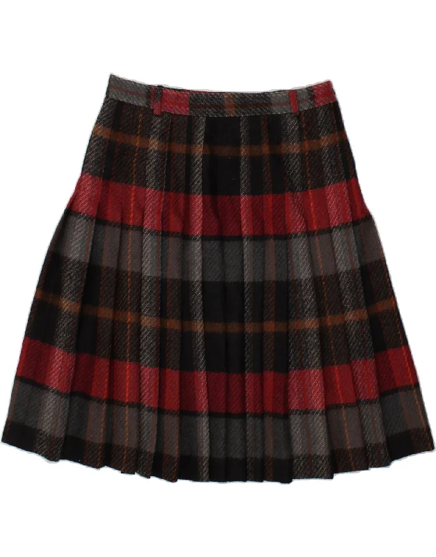 VINTAGE Womens Knife Pleated Skirt W34 Large Multicoloured Plaid denim skirt durable